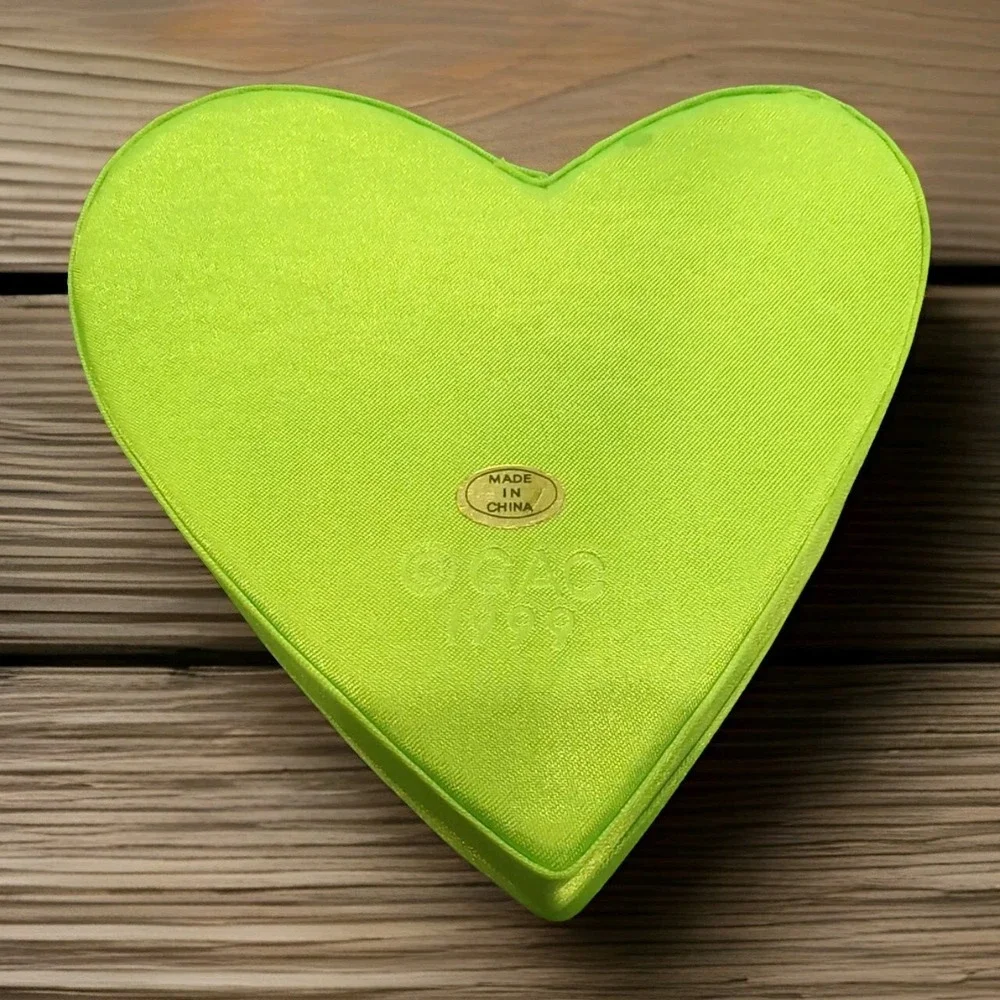 1999 Vintage Embellished Sequin Heart Gift Box‎ Green  Trinket Keepsake Jewelery